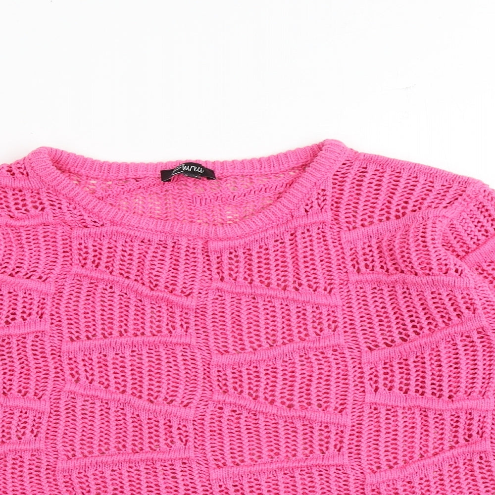 Emreco Womens Pink Round Neck 100% Cotton Pullover Jumper Size 16