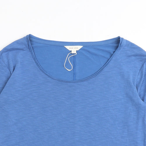 Marks and Spencer Womens Blue Polyester Basic T-Shirt Size 10 Scoop Neck