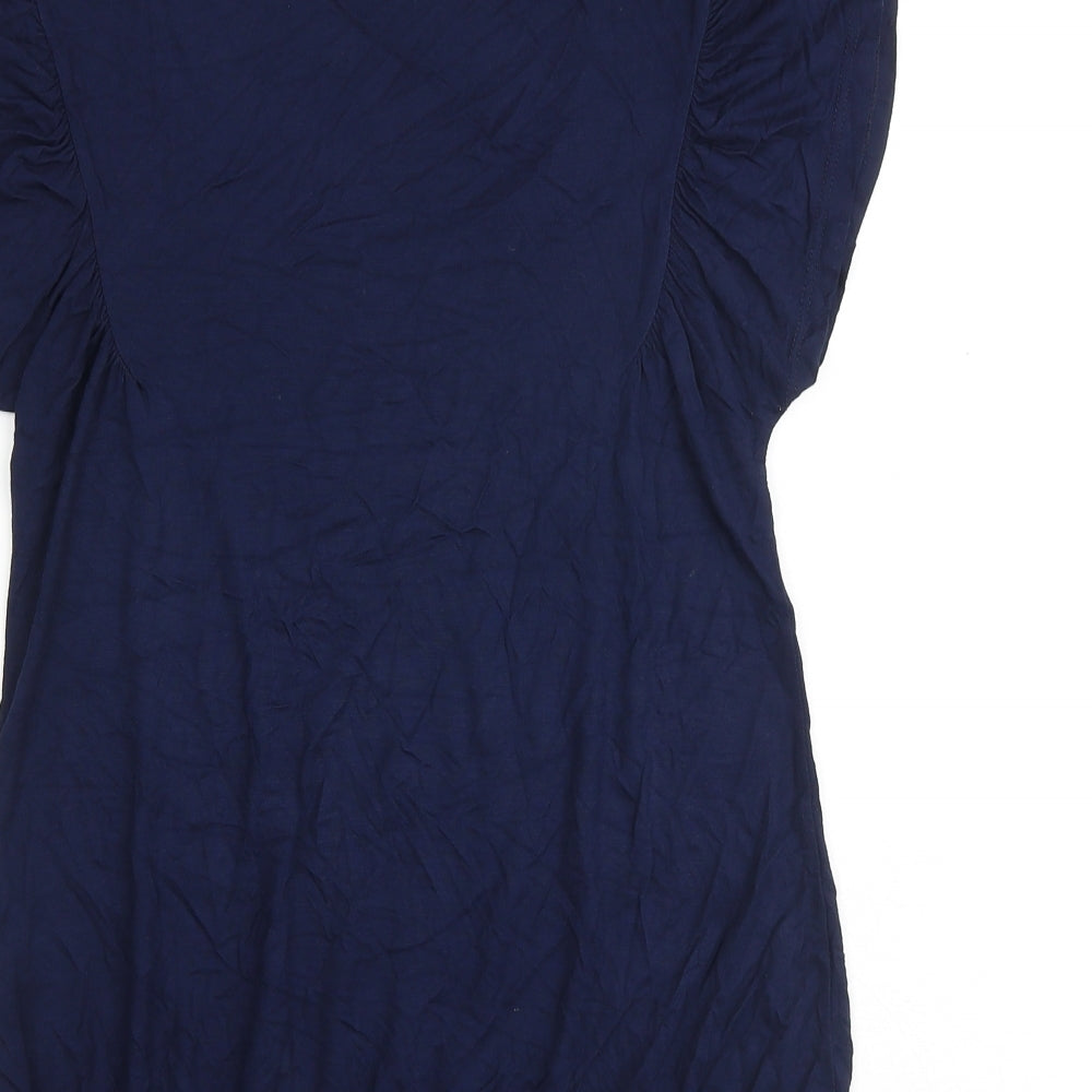 Jasper Conran Womens Blue Viscose Basic T-Shirt Size 12 Scoop Neck