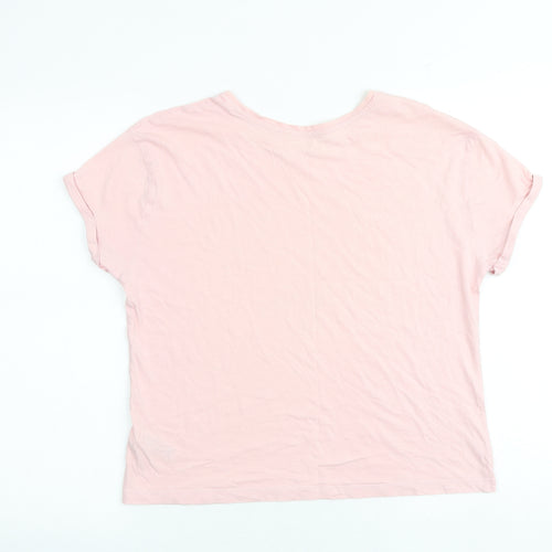 Marks and Spencer Womens Pink 100% Cotton Basic T-Shirt Size S Round Neck