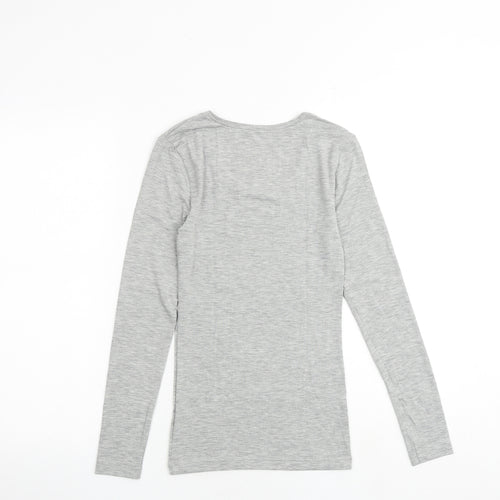Marks and Spencer Womens Grey Acrylic Basic T-Shirt Size 6 Round Neck - Heatgen