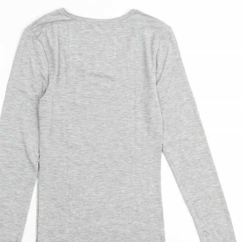 Marks and Spencer Womens Grey Acrylic Basic T-Shirt Size 6 Round Neck - Heatgen