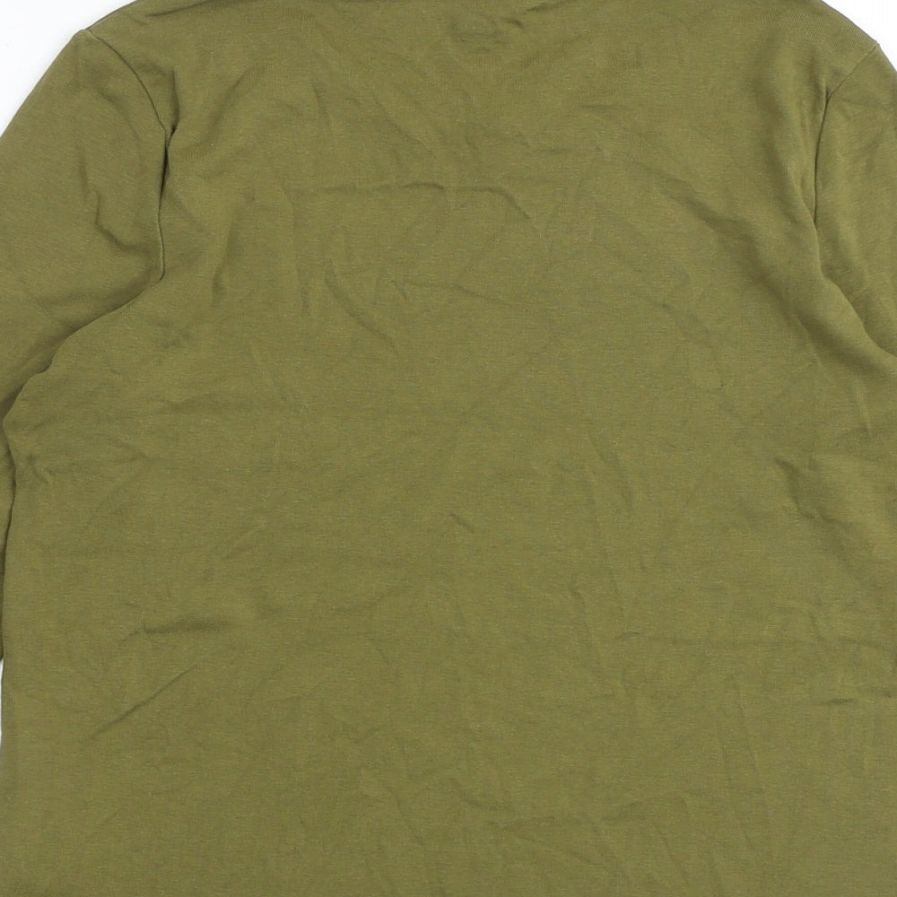 Marks and Spencer Womens Green 100% Cotton Basic T-Shirt Size 14 Round Neck