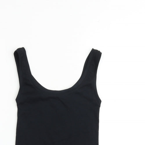 Marks and Spencer Womens Black Cotton Basic Tank Size 6 Round Neck