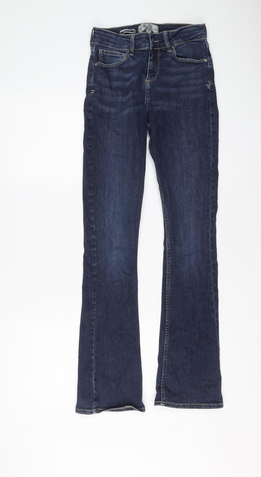 Fat Face Womens Blue Cotton Bootcut Jeans Size 6 L29 in Regular Button