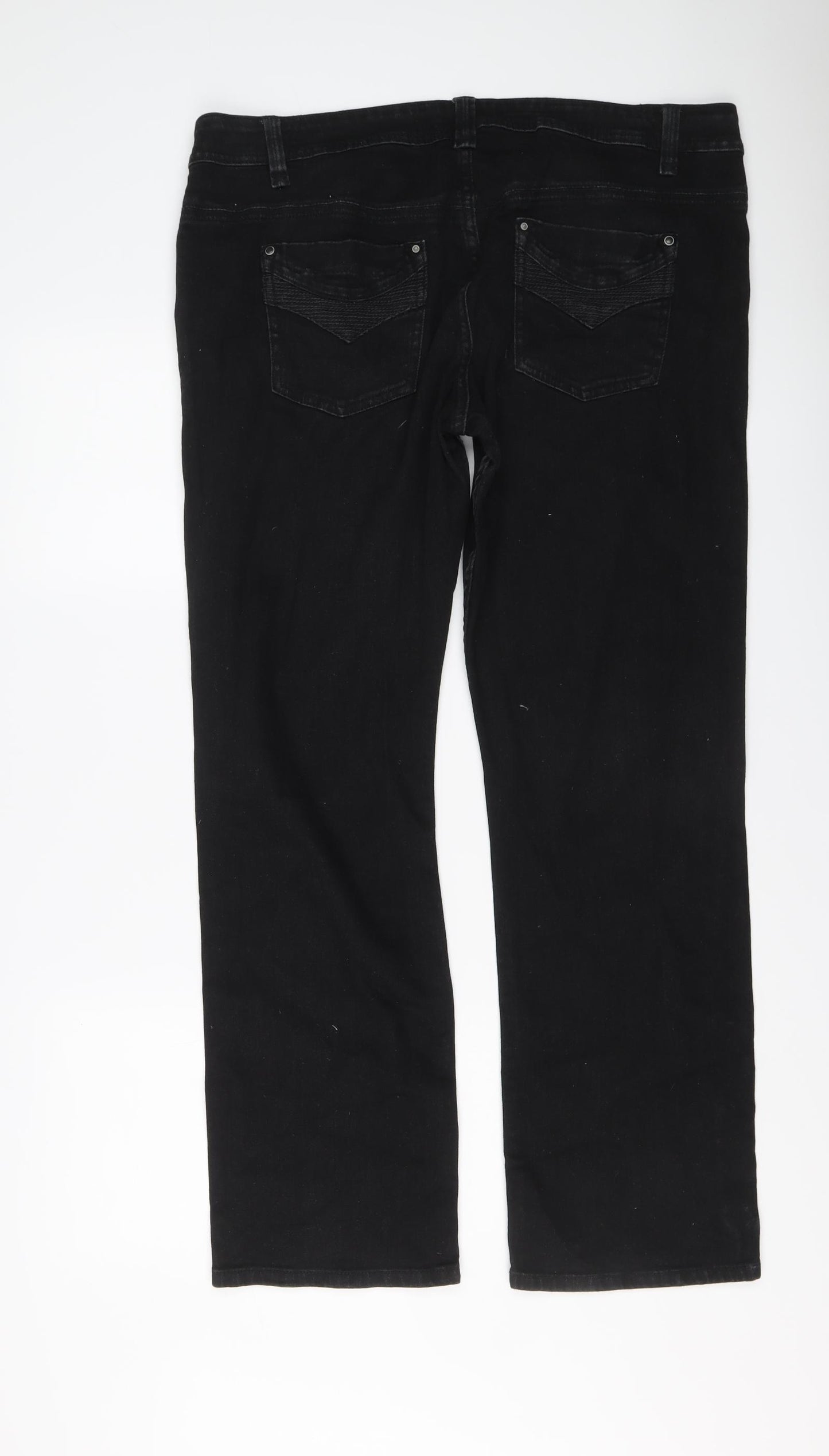 George Womens Black Cotton Straight Jeans Size 18 L30 in Regular Button