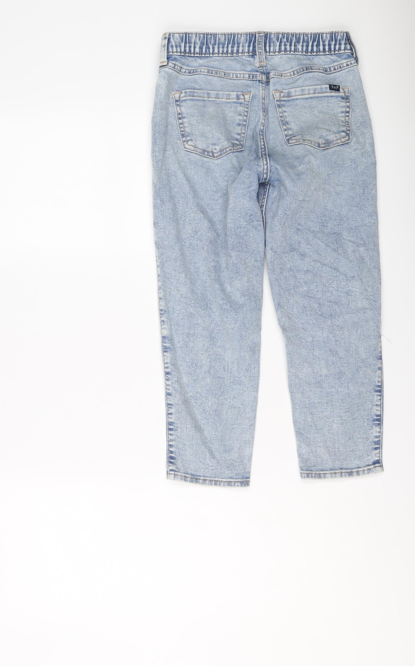 abercrombie kids Girls Blue Cotton Straight Jeans Size 9-10 Years Regular Pullover - Distressed