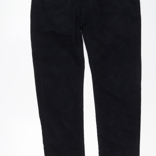 Marks and Spencer Mens Blue Cotton Trousers Size 34 in L29 in Regular Button