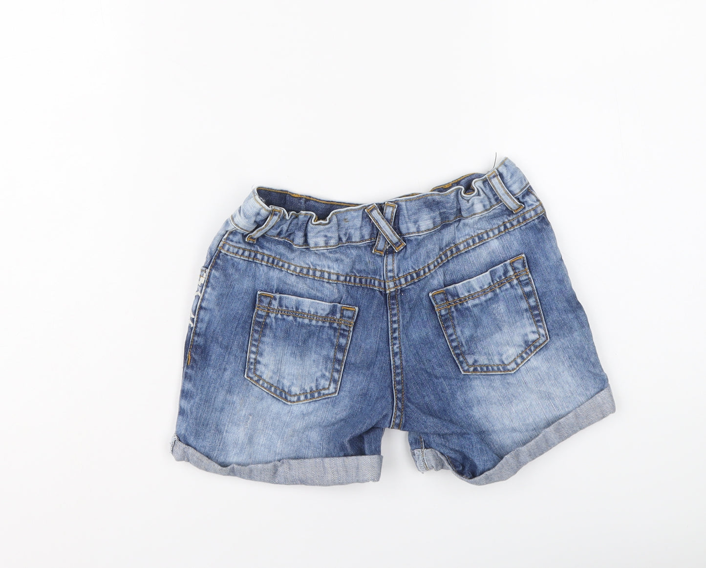 F&F Girls Blue Geometric Cotton Hot Pants Shorts Size 9-10 Years Regular Buckle