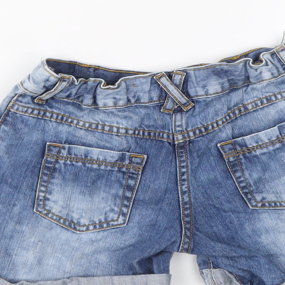 F&F Girls Blue Geometric Cotton Hot Pants Shorts Size 9-10 Years Regular Buckle