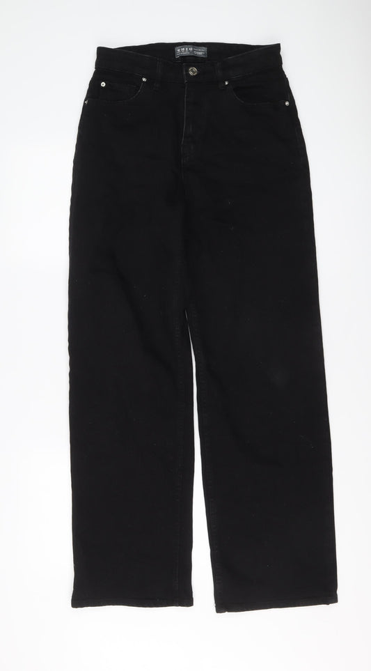 Denim & Co. Womens Black Cotton Straight Jeans Size 10 L30 in Regular Button