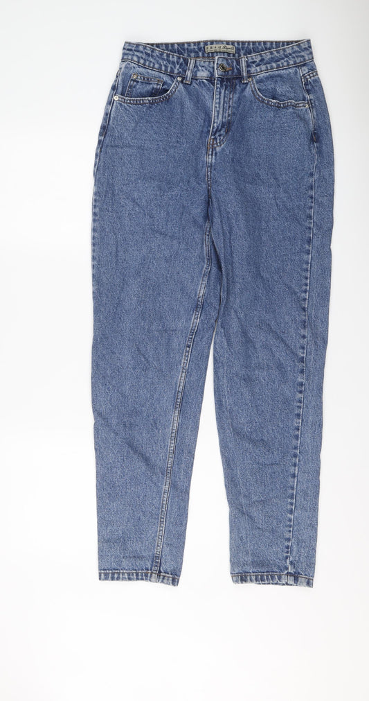 Denim & Co. Womens Blue Cotton Mom Jeans Size 10 L29 in Regular Button