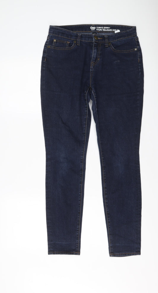 Gap Womens Blue Cotton Skinny Jeans Size 10 L29 in Regular Button
