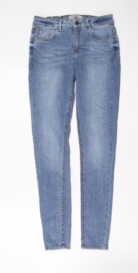 New Look Womens Blue Cotton Skinny Jeans Size 12 L29 in Regular Button