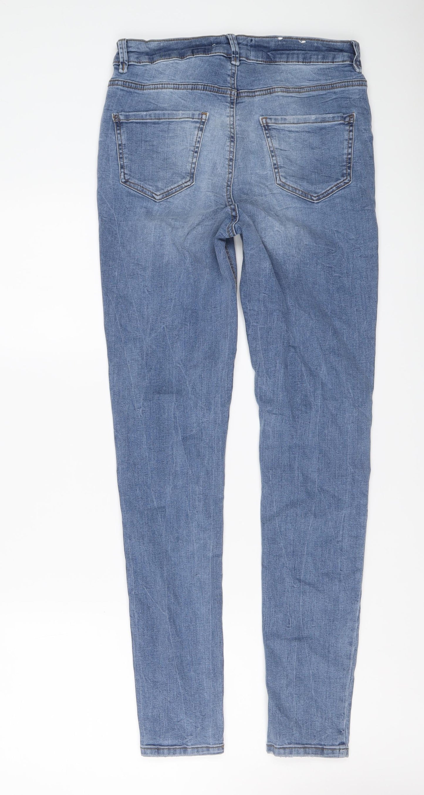 New Look Womens Blue Cotton Skinny Jeans Size 12 L29 in Regular Button