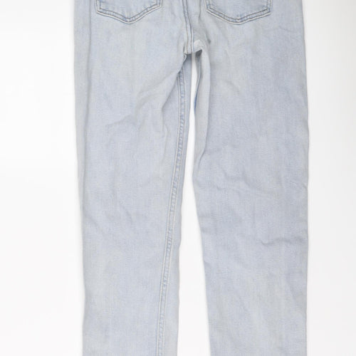 Denim & Co. Womens Blue Cotton Mom Jeans Size 8 L25 in Regular Button