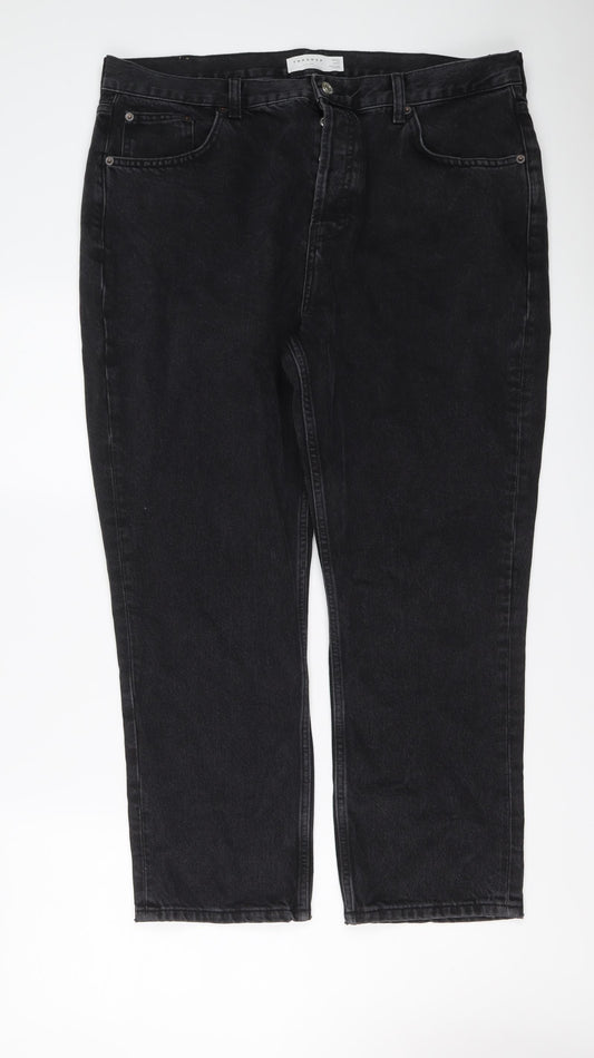 Topshop Womens Grey Cotton Straight Jeans Size 36 in L26 in Regular Button