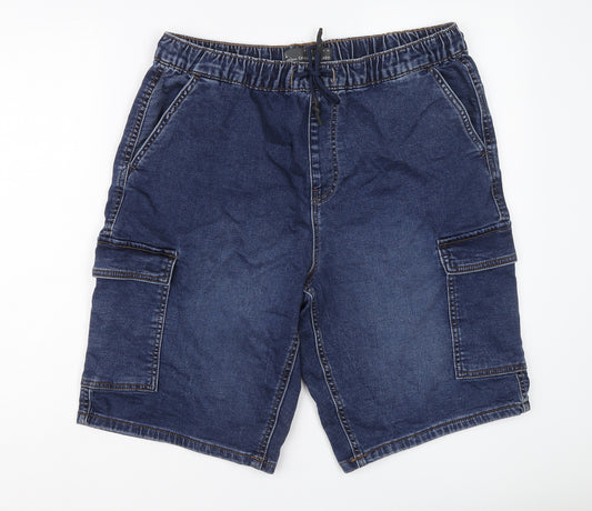 Denim & Co. Mens Blue Cotton Bermuda Shorts Size L L11 in Regular Drawstring