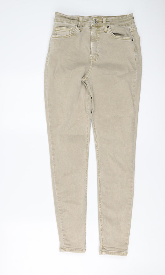 Topshop Womens Beige Cotton Skinny Jeans Size 28 in L27 in Regular Button