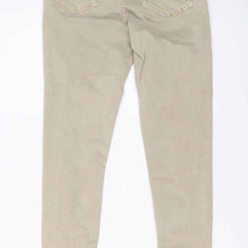 Topshop Womens Beige Cotton Skinny Jeans Size 28 in L27 in Regular Button