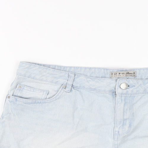 Denim & Co. Womens Blue Cotton Hot Pants Shorts Size 12 L3 in Regular Button