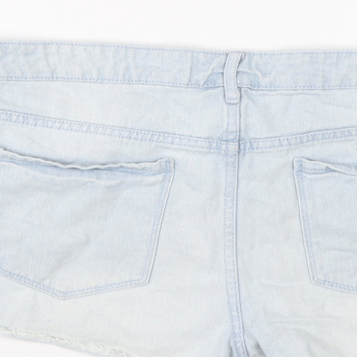 Denim & Co. Womens Blue Cotton Hot Pants Shorts Size 12 L3 in Regular Button