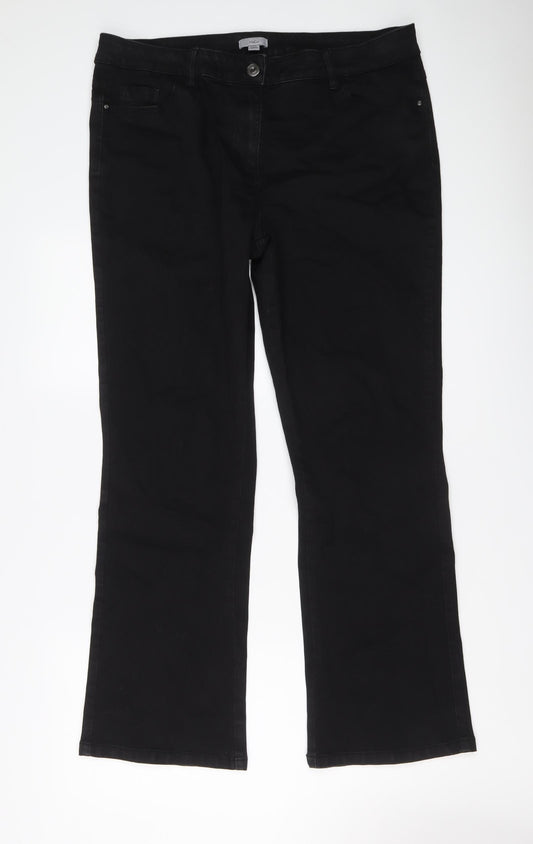 M&Co Womens Black Cotton Straight Jeans Size 16 L30 in Regular Button