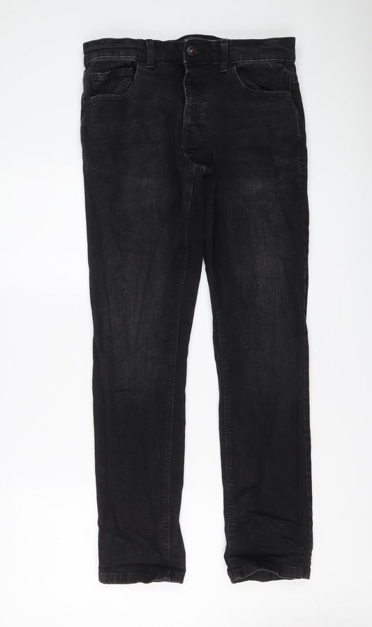 NEXT Mens Black Cotton Straight Jeans Size 30 in L29 in Regular Button