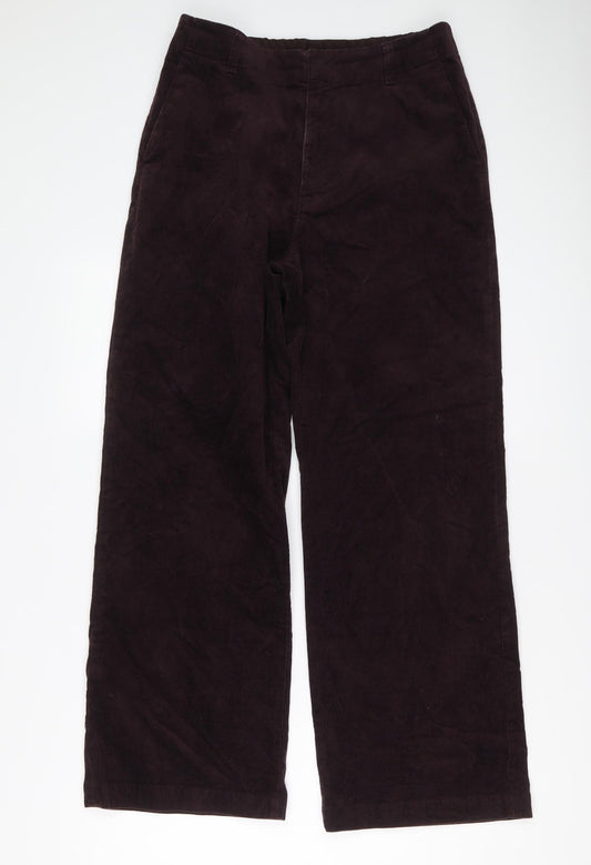 Uniqlo Womens Purple Cotton Trousers Size 28 in L29 in Regular Button