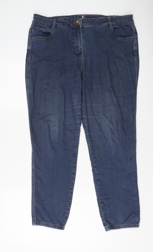TU Womens Blue Cotton Mom Jeans Size 16 L28 in Regular Button