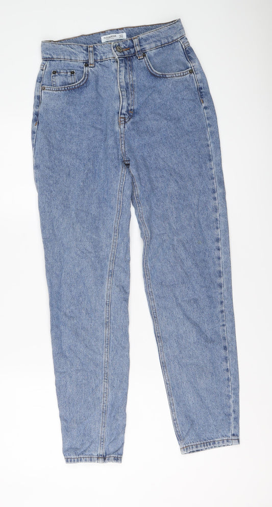 Pull&Bear Womens Blue Cotton Mom Jeans Size 6 L27 in Regular Button