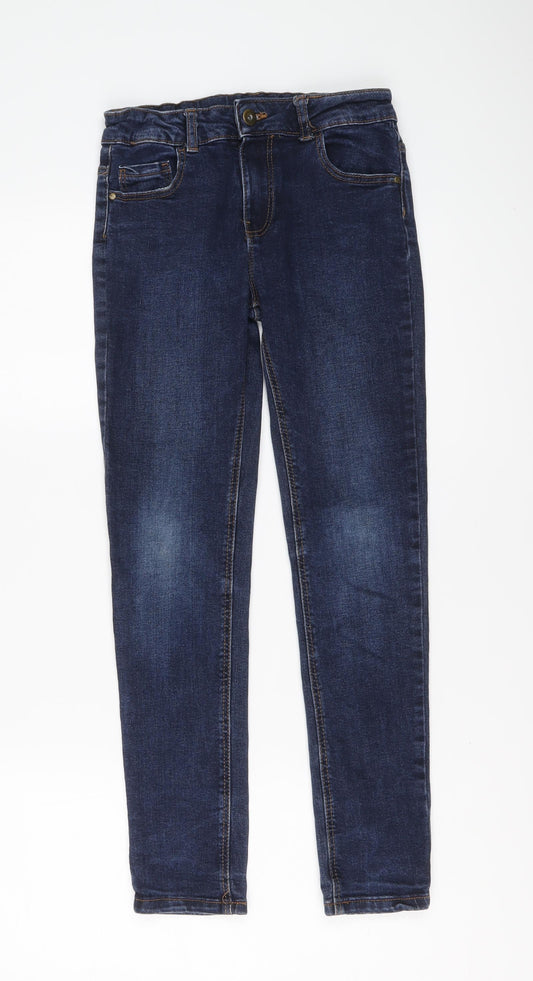 Denim & Co. Boys Blue Cotton Skinny Jeans Size 10-11 Years Regular Button