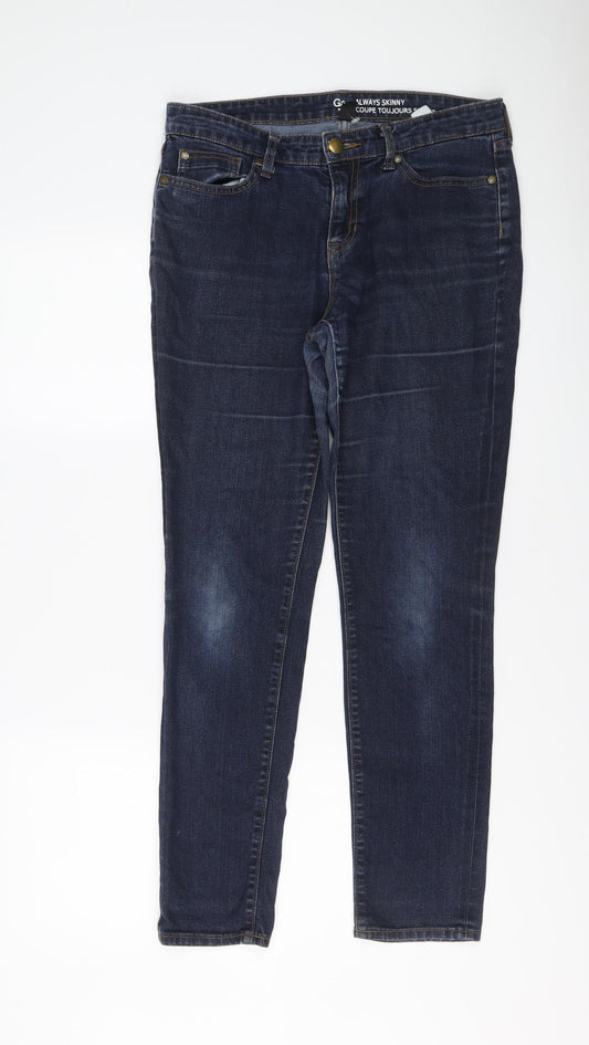 Gap Womens Blue Cotton Skinny Jeans Size 12 L28 in Regular Button