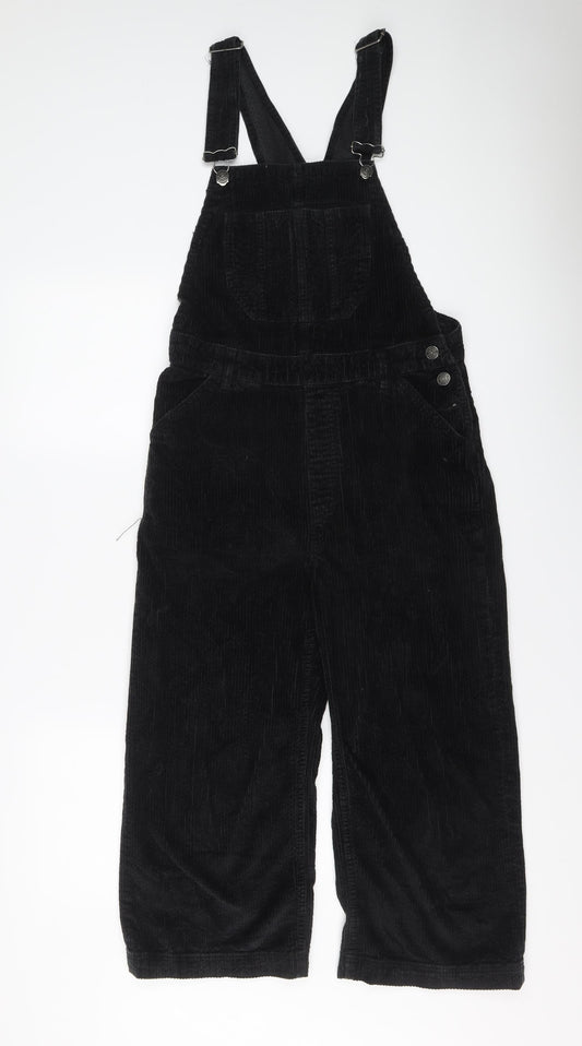 Fat Face Womens Black Cotton Dungaree One-Piece Size 10 Buckle
