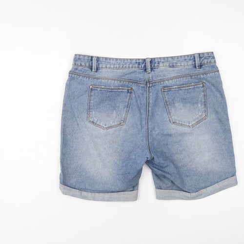 George Womens Blue Cotton Boyfriend Shorts Size 12 L7 in Regular Button - Distressed look