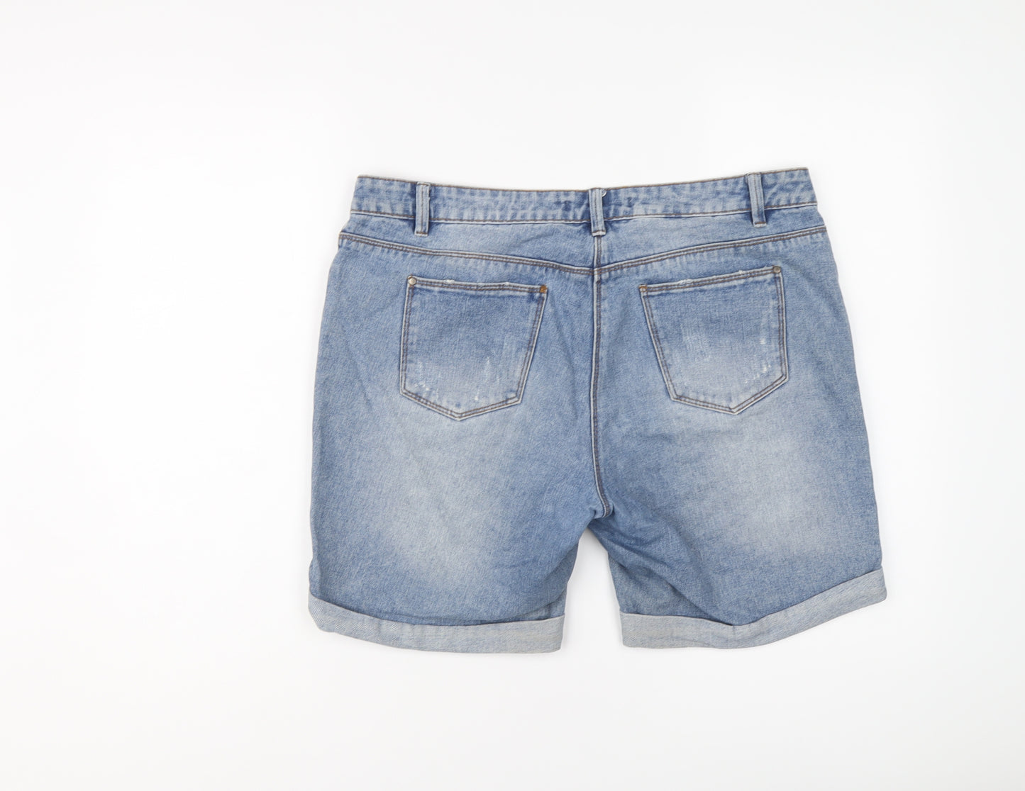 George Womens Blue Cotton Boyfriend Shorts Size 12 L7 in Regular Button - Distressed look