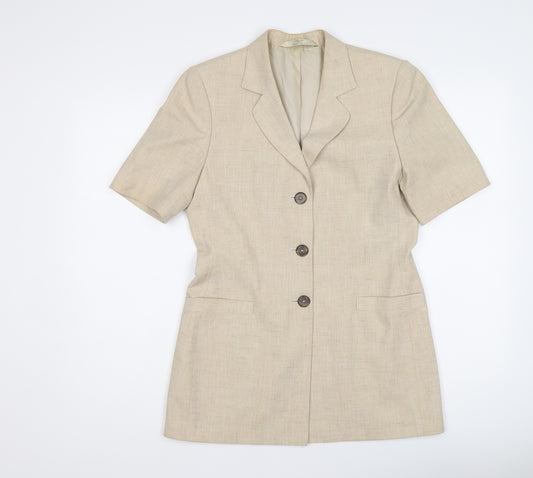 Marks and Spencer Womens Beige Jacket Blazer Size 10 Button