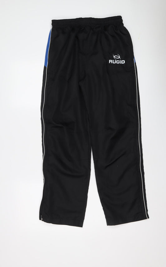 Rugid Mens Black Polyester Sweatpants Trousers Size S L28 in Regular Drawstring