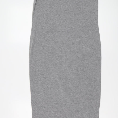 Miss Selfridge Womens Grey Polyester Tank Dress Size 12 Round Neck Pullover
