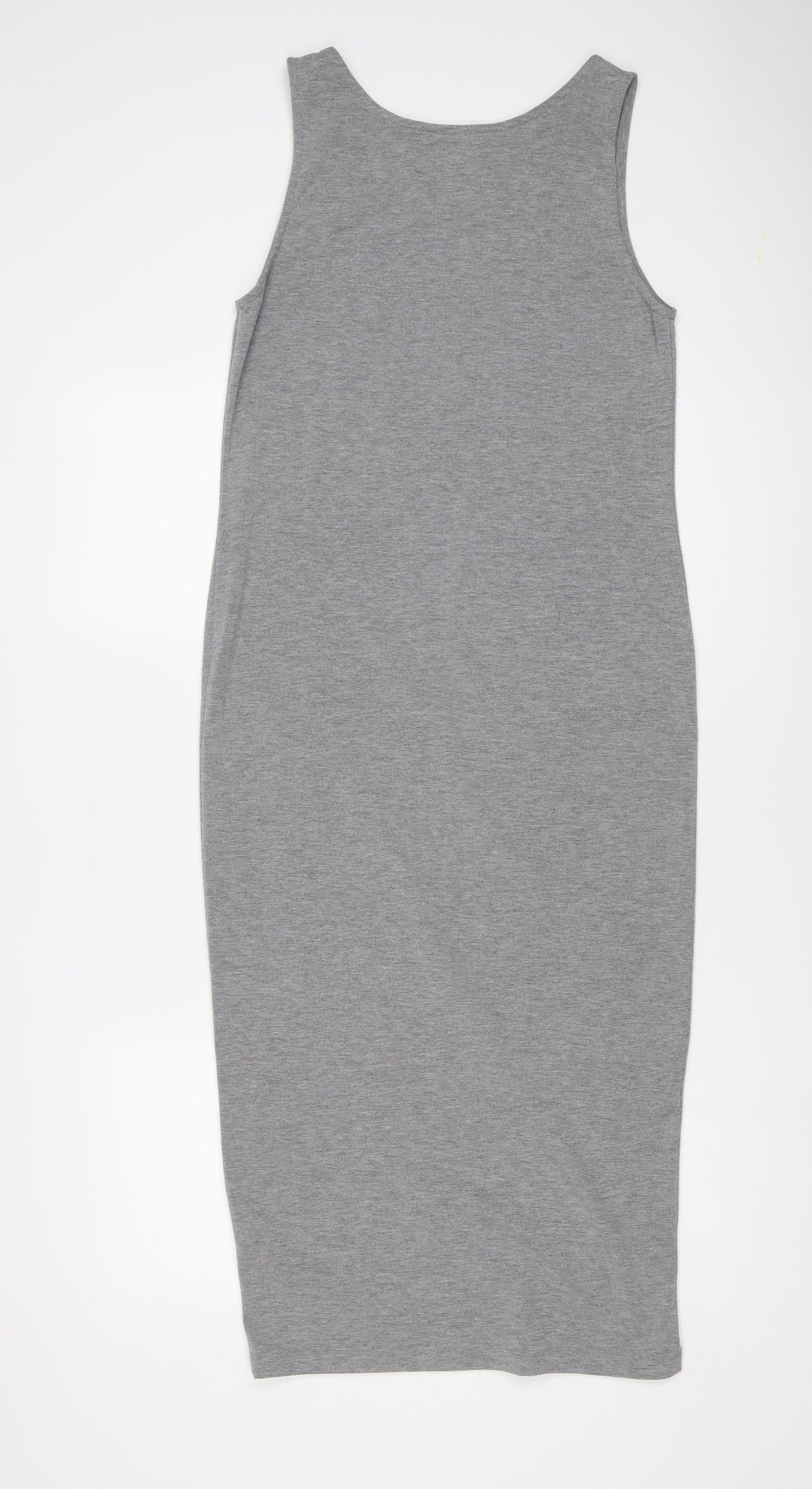 Miss Selfridge Womens Grey Polyester Tank Dress Size 12 Round Neck Pullover