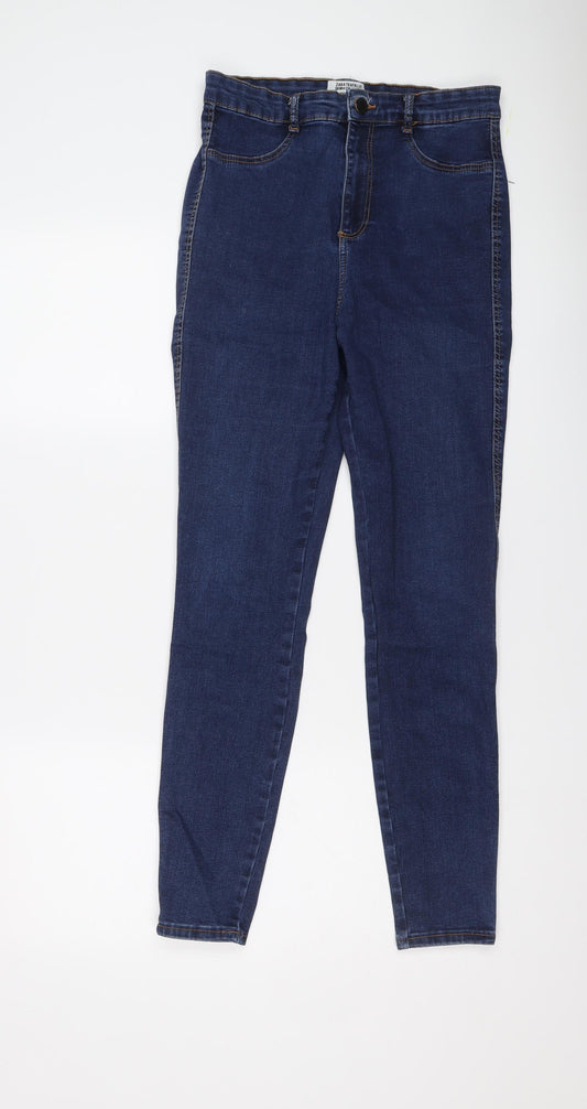 Zara Womens Blue Cotton Skinny Jeans Size 12 L28 in Regular Button