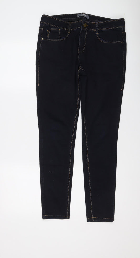 Dorothy Perkins Womens Blue Cotton Skinny Jeans Size 14 L29 in Regular Button