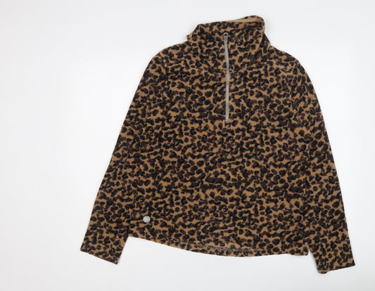 Regatta Womens Brown Animal Print Polyester Pullover Sweatshirt Size 12 Zip - Leopard pattern