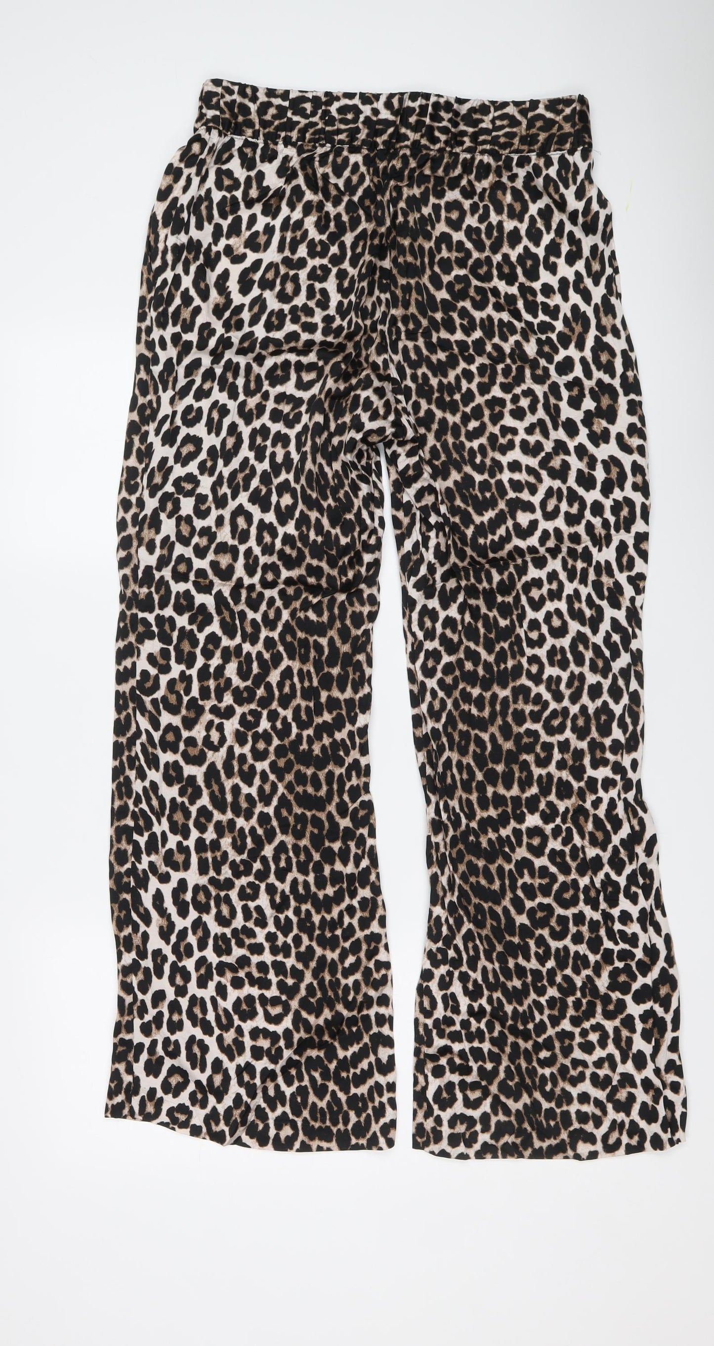 H&M Womens Brown Animal Print Viscose Trousers Size M L29 in Regular - Leopard Print