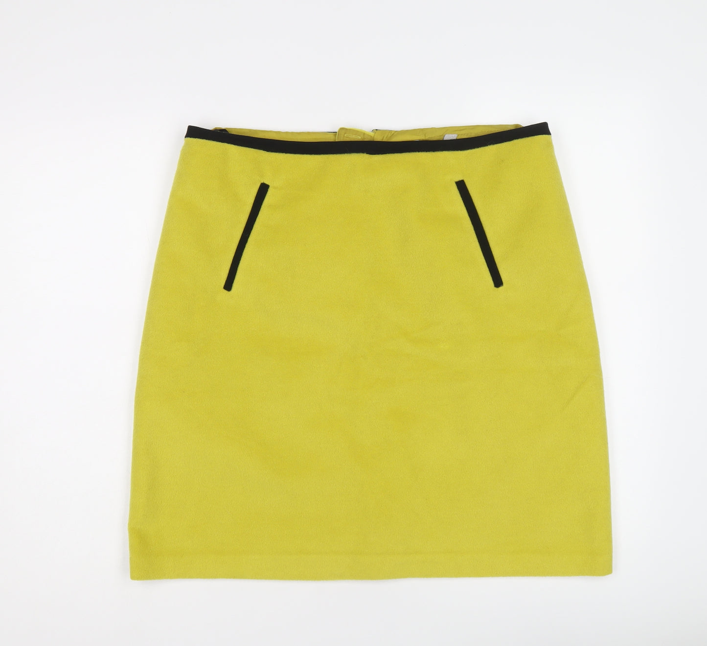 Marks and Spencer Womens Yellow Polyester A-Line Skirt Size 16 Zip