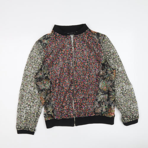 Zara Womens Multicoloured Floral Bomber Jacket Jacket Size S Zip