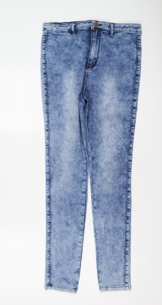 George Womens Blue Geometric Cotton Skinny Jeans Size 12 L28 in Regular Button