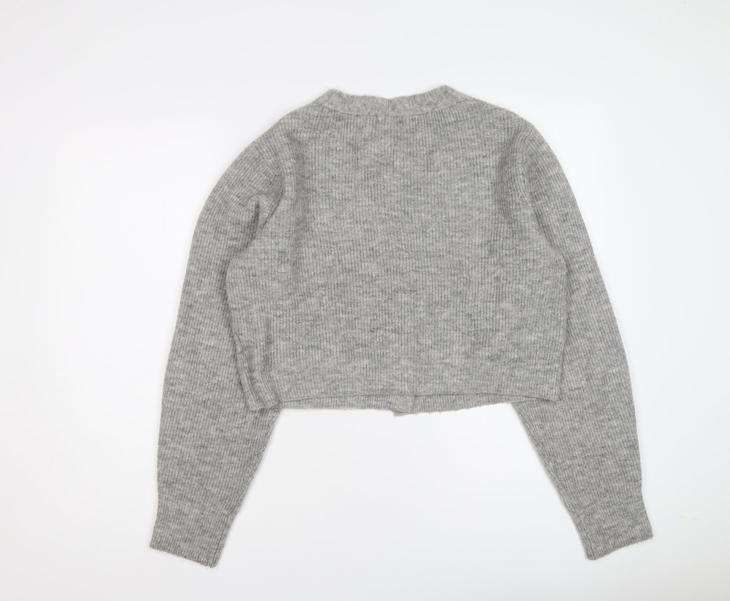 H&M Womens Grey V-Neck Polyester Cardigan Jumper Size XL