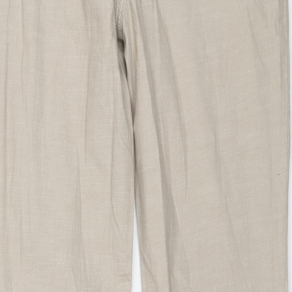 Per Una Womens Beige Cotton Carrot Trousers Size 10 L30 in Regular Button