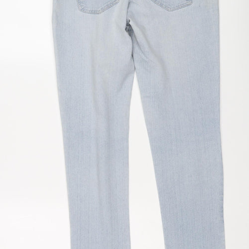 New Look Womens Blue Cotton Straight Jeans Size 14 L29 in Regular Button